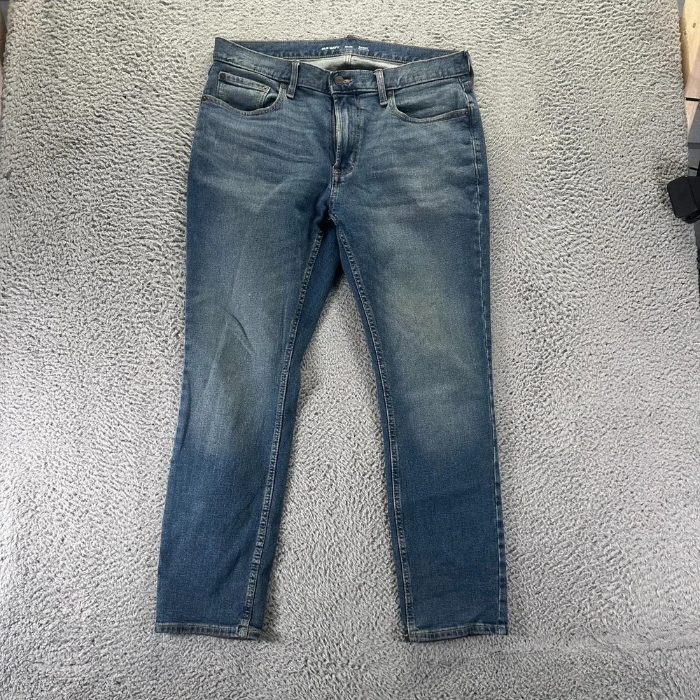 Old Navy Built-In Flex Jeans Mens 36x30 Blue Cotton Denim Skinny Faded Stretch